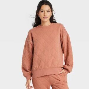 Orange Universal Thread Quilted Oversized Sweatshirt Size XS